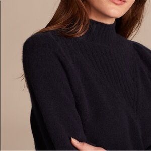 Rebecca Taylor cashmere pullover mockneck ballon sleeve sweater navy large